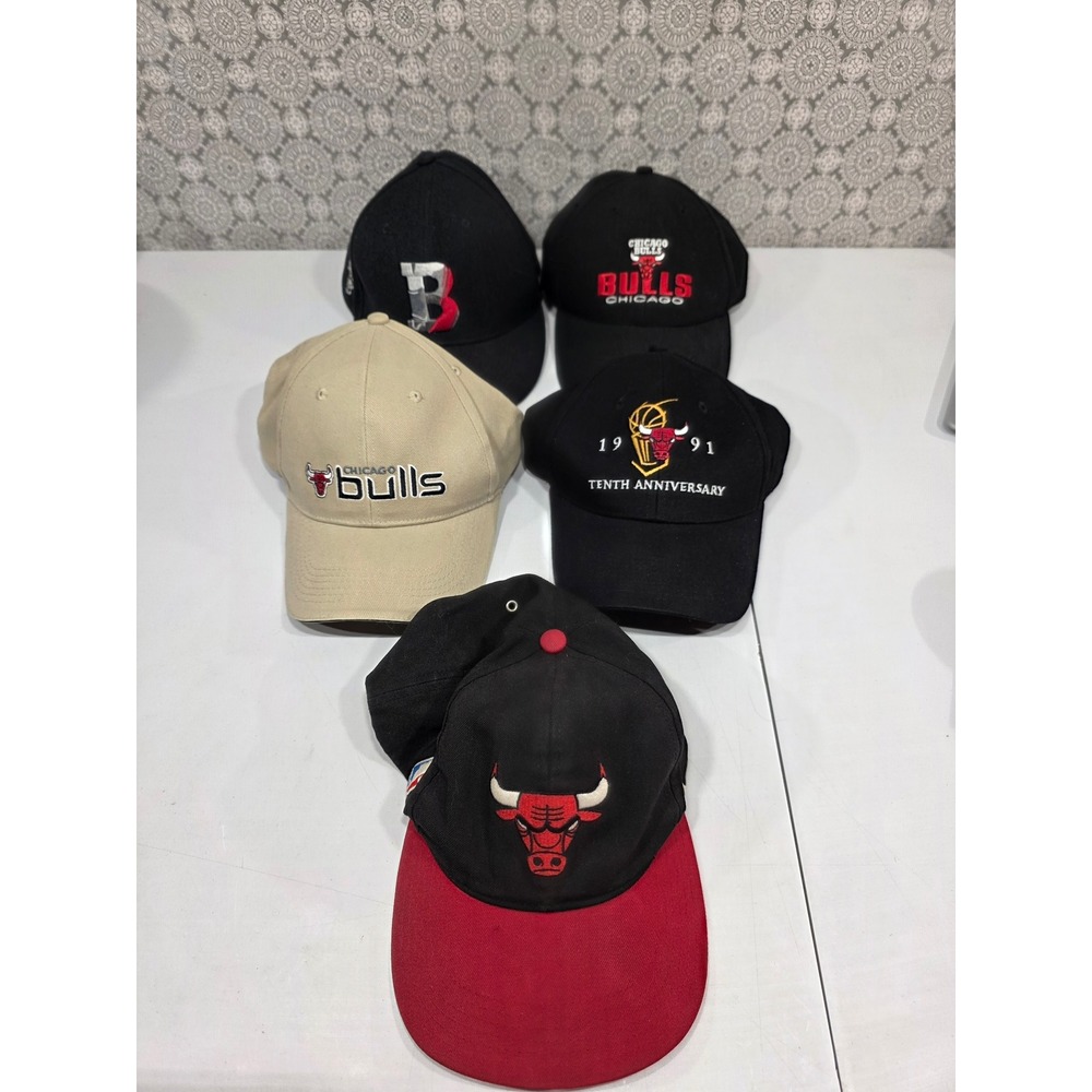 Chicago Bulls Baseball Caps 5 Pack NBA Fan Gear Red Black Tan - Picture 1 of 16